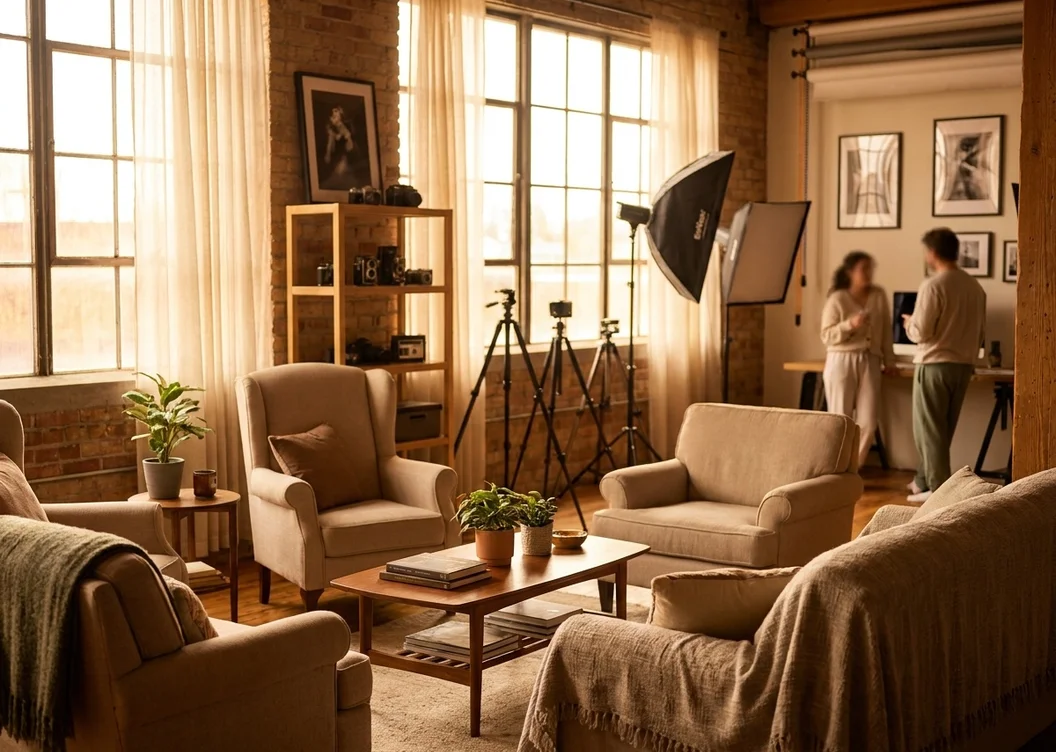 Photographer capturing a relaxed and elegant session moment